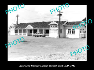 OLD LARGE HISTORIC PHOTO OF ROSEWOOD QLD, VIEW OF THE RAILWAY STATION c1981