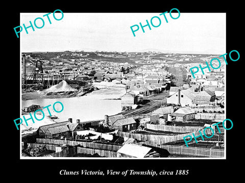 OLD LARGE HISTORIC PHOTO OF CLUNES VICTORIA, VIEW OF THE TOWNSHIP c1885