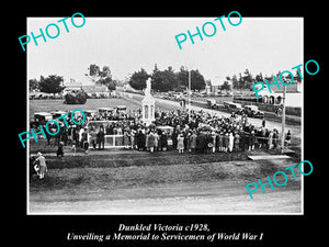 OLD LARGE HISTORIC PHOTO OF DUNKELD VICTORIA, OPENING OF THE WAR MEMORIAL c1928