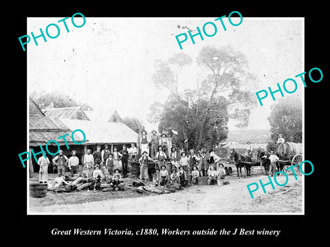 OLD LARGE HISTORIC PHOTO OF GREAT WESTERN VICTORIA, BEST WINERY WORKERS c1880