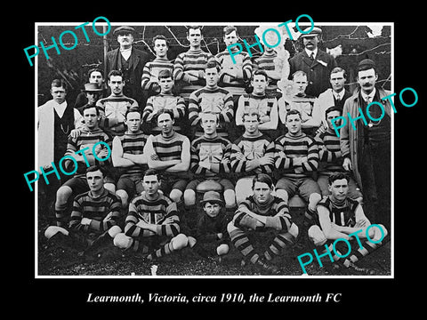 OLD LARGE HISTORIC PHOTO OF LEARMONTH VICTORIA, THE FOOTBALL CLUB TEAM c1910