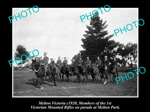 OLD LARGE HISTORIC PHOTO OF MELTON VICTORIA, THE VICTORIAN MOUNTED RIFLES c1920