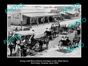 OLD LARGE HISTORIC PHOTO OF PORT FAIRY VICTORIA, VIEW OF THE MAIN STREET c1910