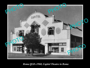 OLD LARGE HISTORIC PHOTO OF ROMA QLD, VIEW OF THE CAPITOL THEATRE c1960