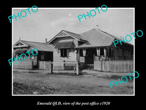 OLD LARGE HISTORIC PHOTO OF EMERALD QLD, VIEW OF THE POST OFFICE c1920