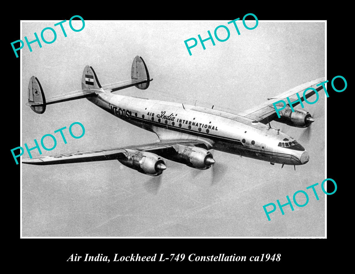 Old Large Historic Photo Of Air India Aeroplane, Lockheed Constellatio ...