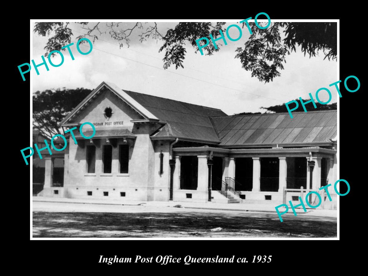 OLD LARGE HISTORIC PHOTO OF INGHAM QLD, VIEW OF THE POST OFFICE c1935