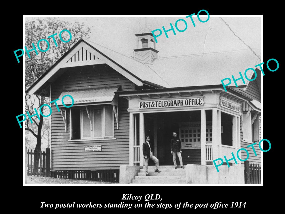 OLD LARGE HISTORIC PHOTO OF KILCOY QLD, VIEW OF THE POST OFFICE c1914