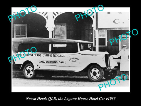 OLD LARGE HISTORIC PHOTO OF NOOSA HEADS QLD, THE LAGUNA HOUSE HOTEL CAR 1935