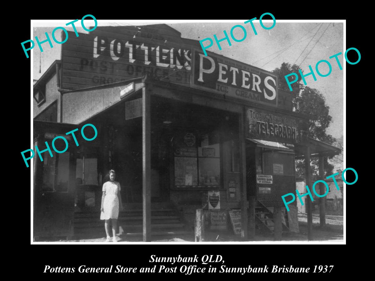 OLD LARGE HISTORIC PHOTO OF SUNNYBANK, BRISBANE QLD THE STORE & POST OFFICE 1937