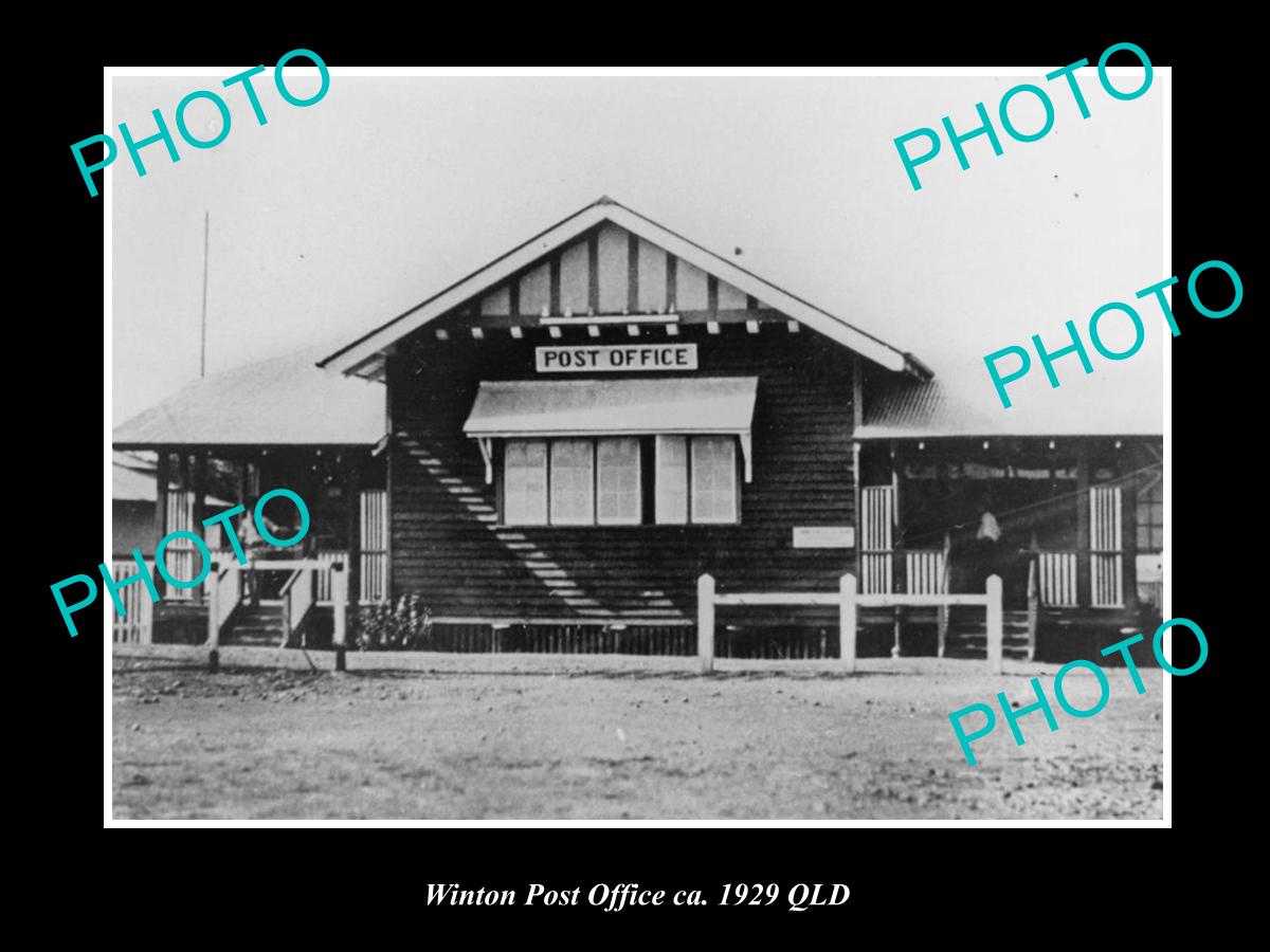 OLD LARGE HISTORIC PHOTO OF WINTON QLD, VIEW OF THE TOWN POST OFFICE c1929