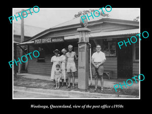 OLD LARGE HISTORIC PHOTO OF WOOLOOGA QLD, VIEW OF THE TOWN POST OFFICE c1950s