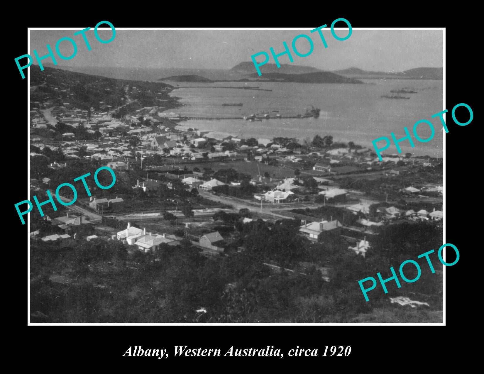 OLD LARGE HISTORIC PHOTO OF ALBANY WESTERN AUSTRALIA, VIEW OF TOWNSHIP c1920