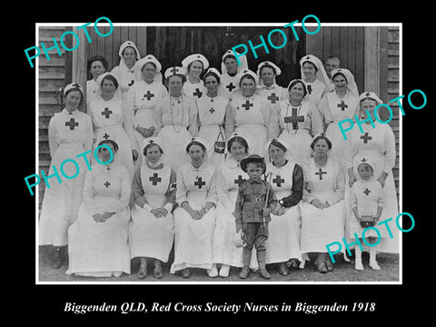 OLD LARGE HISTORIC PHOTO OF BIGGENDEN QLD, THE RED CROSS NURSING GROUP c1918 WWI