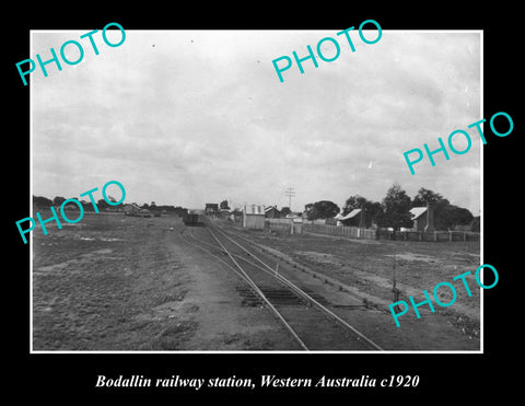 OLD LARGE HISTORIC PHOTO OF BODALLIN RAILWAY STATION, WESTERN AUSTRALIA c1920