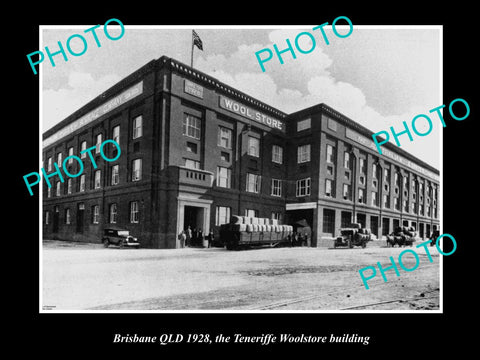 OLD LARGE HISTORIC PHOTO OF BRISBANE QLD, THE TENERIFFE WOOL STORE BUILDING 1928