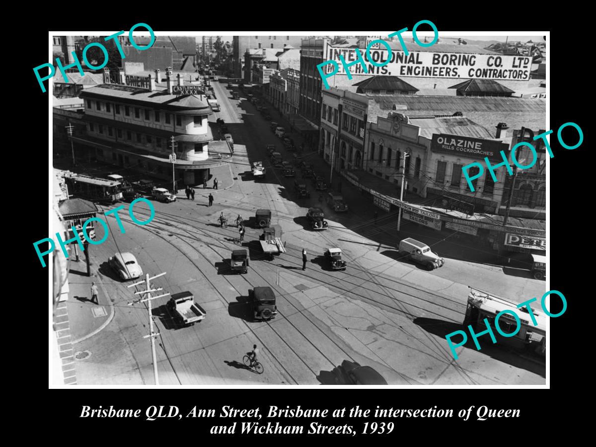 OLD LARGE HISTORIC PHOTO OF BRISBANE QLD, CORNER OF ANN & QUEEN STREETS c1939