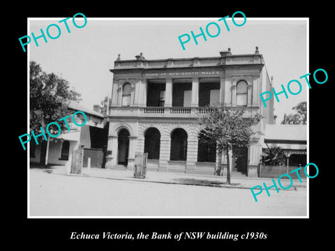 OLD LARGE HISTORIC PHOTO OF ECHUCA VICTORIA, THE BANK OF NSW BUILDING c1930