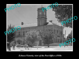 OLD LARGE HISTORIC PHOTO OF ECHUCA VICTORIA, VIEW OF THE POST OFFICE c1950s