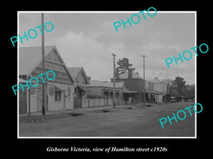 OLD LARGE HISTORIC PHOTO OF GISBORNE VICTORIA, VIEW OF HAMILTON STREET c1920s