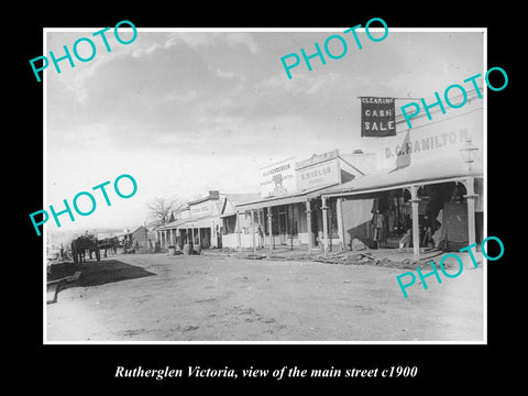 OLD LARGE HISTORIC PHOTO OF RUTHERGLEN VICTORIA, VIEW OF THE MAIN STREET c1900