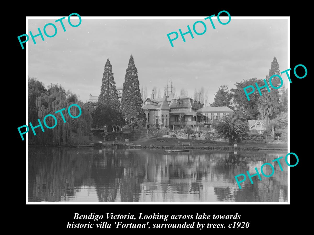 OLD LARGE HISTORIC PHOTO OF BENDIGO VICTORIA, VIEW OF FORTUNA & LAKE c1920