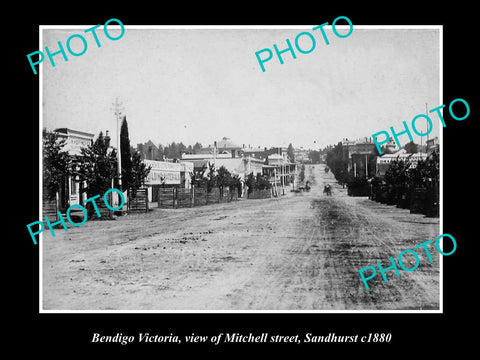 OLD LARGE HISTORIC PHOTO OF BENDIGO VICTORIA, VIEW OF MITCHELL STREET c1880