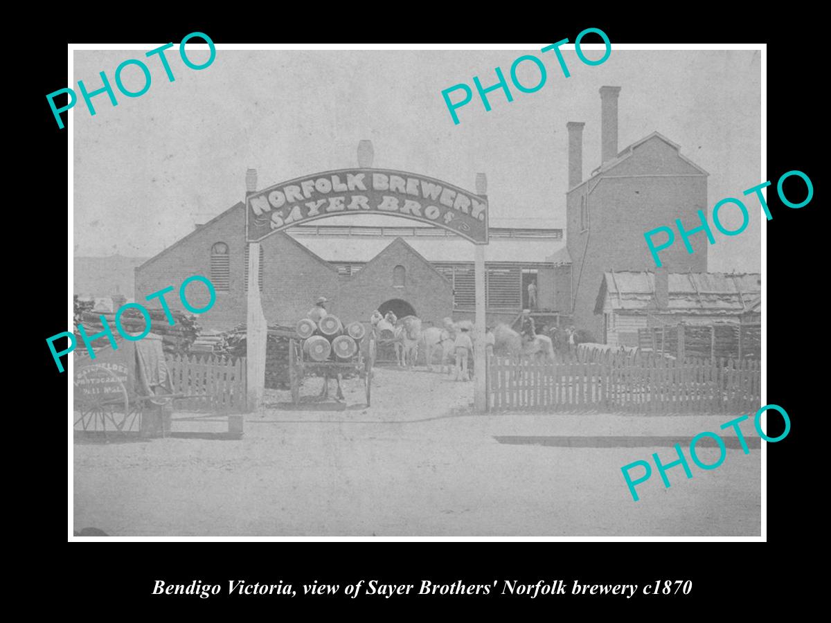 OLD LARGE HISTORIC PHOTO OF BENDIGO VICTORIA, SAYERS BROS BREWERY FACTORY 1870 1