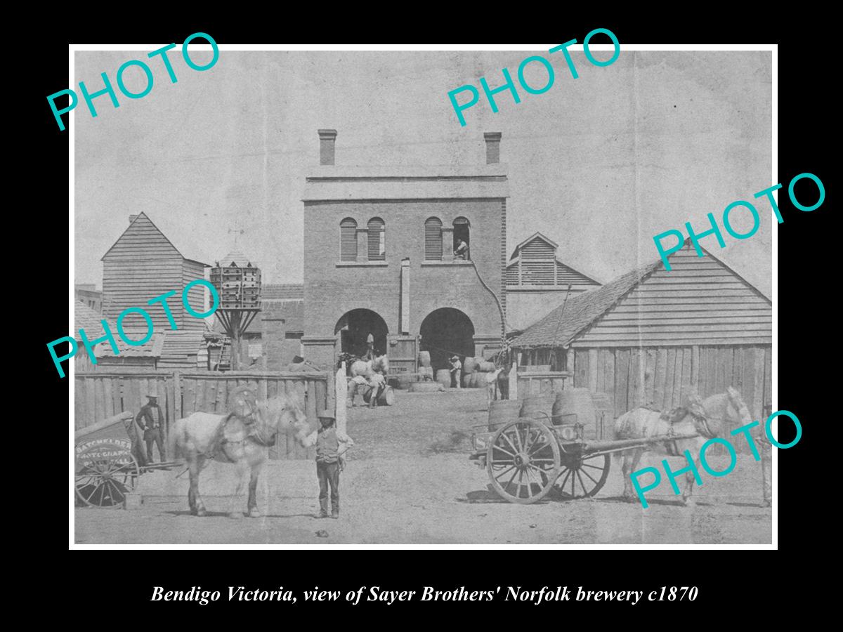 OLD LARGE HISTORIC PHOTO OF BENDIGO VICTORIA, SAYERS BROS BREWERY FACTORY 1870 2