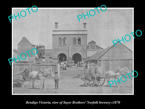 OLD LARGE HISTORIC PHOTO OF BENDIGO VICTORIA, SAYERS BROS BREWERY FACTORY 1870 2