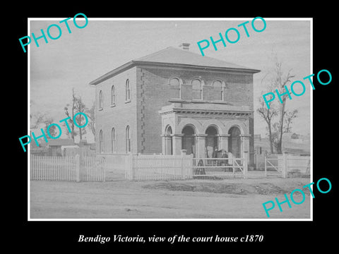 OLD LARGE HISTORIC PHOTO OF BENDIGO VICTORIA, VIEW OF THE COURT HOUSE c1870