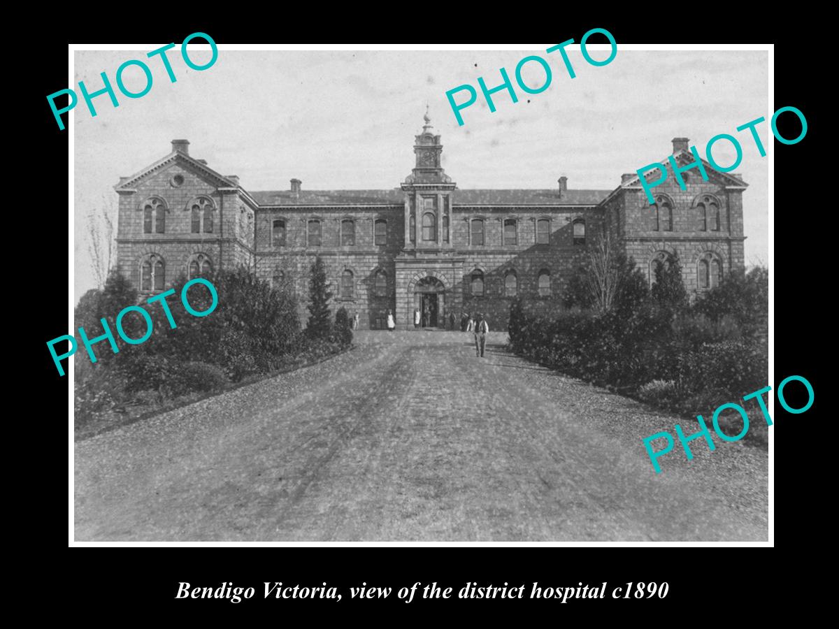 OLD LARGE HISTORIC PHOTO OF BENDIGO VICTORIA, VIEW OF THE DISTRICT HOSPITAL 1890