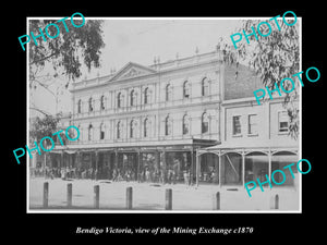 OLD LARGE HISTORIC PHOTO OF BENDIGO VICTORIA, VIEW OF THE MINING EXCHANGE c1870