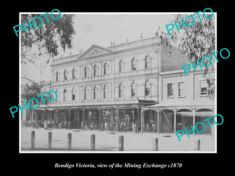 OLD LARGE HISTORIC PHOTO OF BENDIGO VICTORIA, VIEW OF THE MINING EXCHANGE c1870