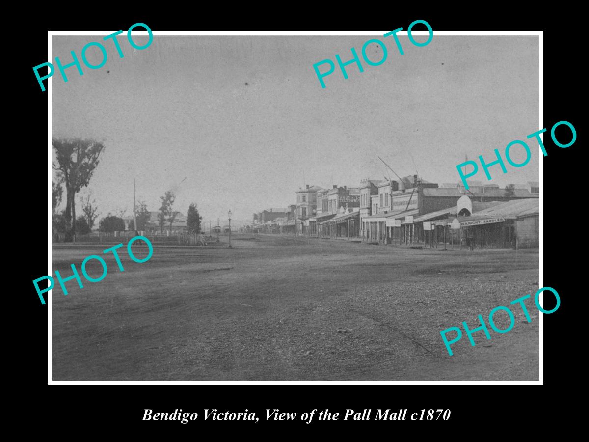 OLD LARGE HISTORIC PHOTO OF BENDIGO VICTORIA, VIEW OF THE PALL MALL c1870