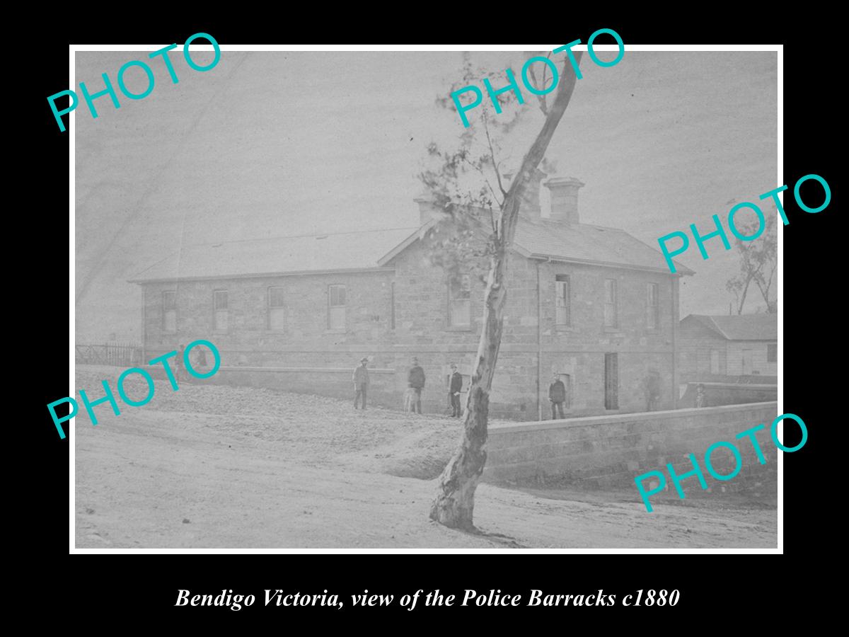 OLD LARGE HISTORIC PHOTO OF BENDIGO VICTORIA, VIEW OF THE POLICE BARRACKS c1880