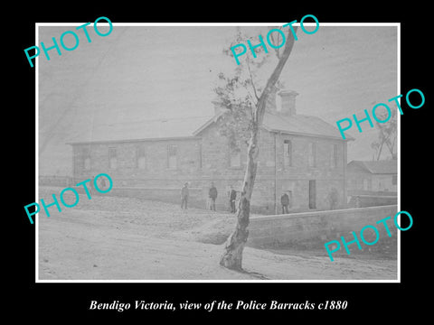 OLD LARGE HISTORIC PHOTO OF BENDIGO VICTORIA, VIEW OF THE POLICE BARRACKS c1880