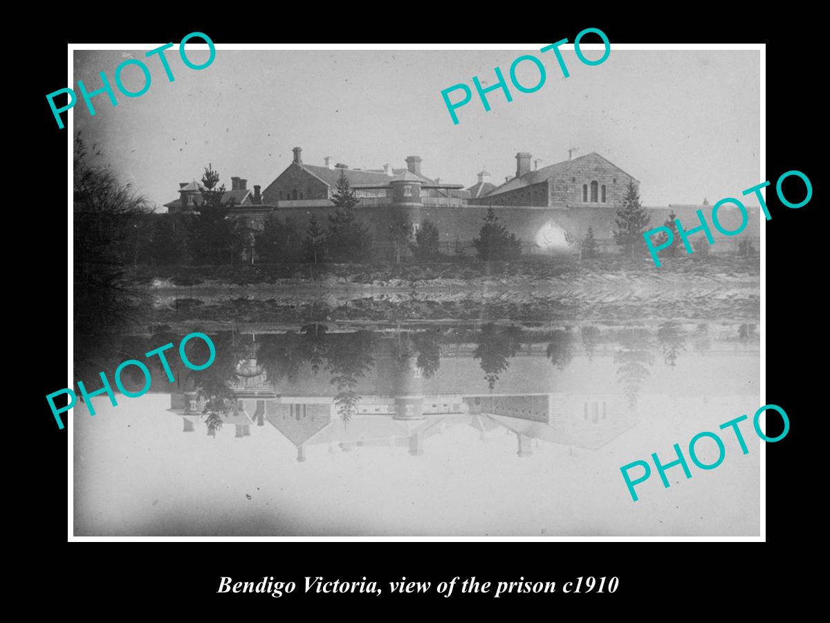 OLD LARGE HISTORIC PHOTO OF BENDIGO VICTORIA, VIEW OF THE BENDIGO PRISON c1910