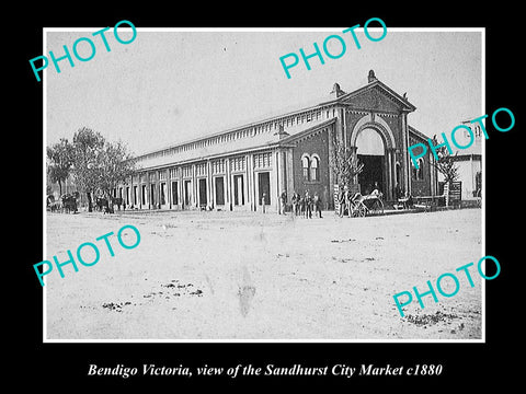 OLD LARGE HISTORIC PHOTO OF BENDIGO VICTORIA, VIEW OF THE SANDHURST MARKET c1880