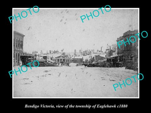 OLD LARGE HISTORIC PHOTO OF BENDIGO VICTORIA, VIEW OF EAGLEHAWK TOWNSHIP c1880