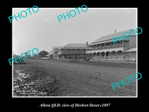 OLD LARGE HISTORIC PHOTO OF ALLORA QLD, VIEW OF HERBERT STREET c1897