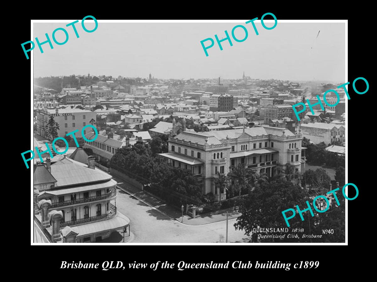 OLD LARGE HISTORIC PHOTO OF BRISBANE QLD, THE QUEENSLAND CLUB BUILDING c1899