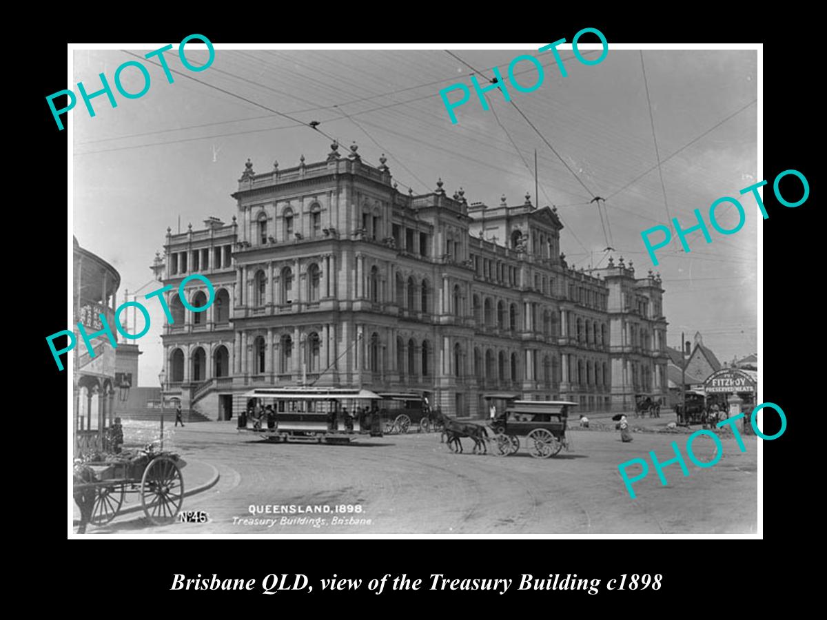 OLD LARGE HISTORIC PHOTO OF BRISBANE QLD, VIEW OF THE TREASURY BUILDING c1898