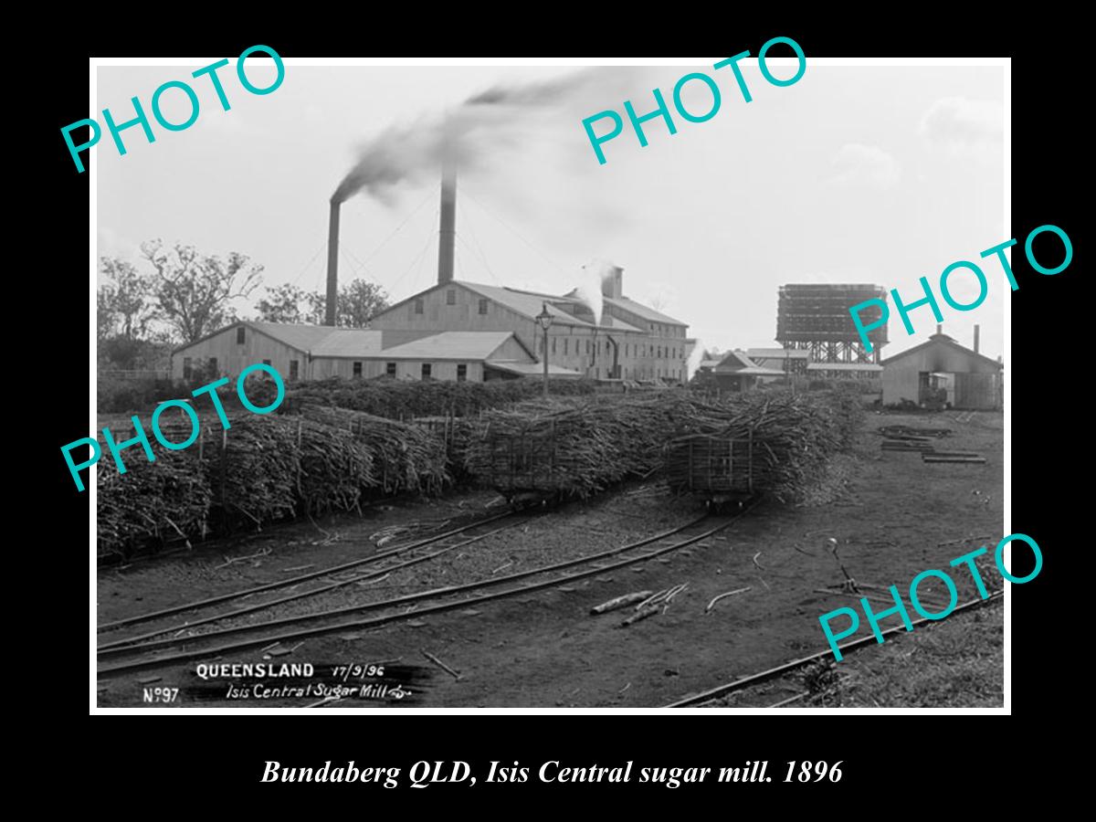 OLD LARGE HISTORIC PHOTO OF BUNDABERG QLD, VIEW OF THE ISIS SUGAR MILL c1896