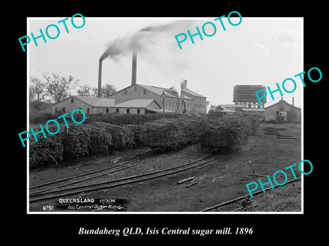 OLD LARGE HISTORIC PHOTO OF BUNDABERG QLD, VIEW OF THE ISIS SUGAR MILL c1896