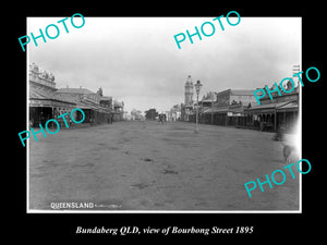 OLD LARGE HISTORIC PHOTO OF BUNDABERG QLD, VIEW OF BOURBONG STREET c1895