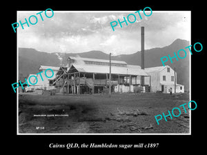 OLD LARGE HISTORIC PHOTO OF CAIRNS QLD, VIEW OF THE HAMBLEDON SUGAR MILL 1897