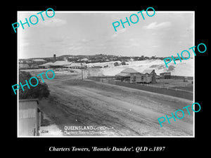 OLD LARGE HISTORIC PHOTO OF CHARTERS TOWERS QLD, THE BONNIE DUNDEE MINE 1897