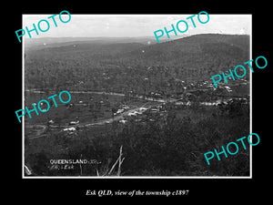 OLD LARGE HISTORIC PHOTO OF ESK QLD, VIEW OF THE TOWNSHIP c1897