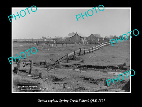 OLD LARGE HISTORIC PHOTO OF GATTON QLD, THE SCHOOL AT SPRING CREEK 1897